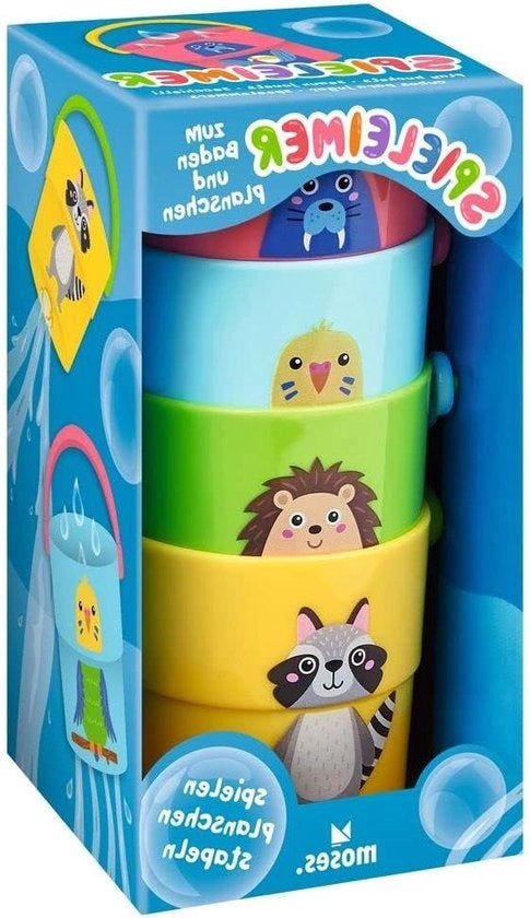 Set di secchielli per il bagno - 4 secchielli colorati con manico e fori a forma di gatto - mini secchiello per acqua e sabbia