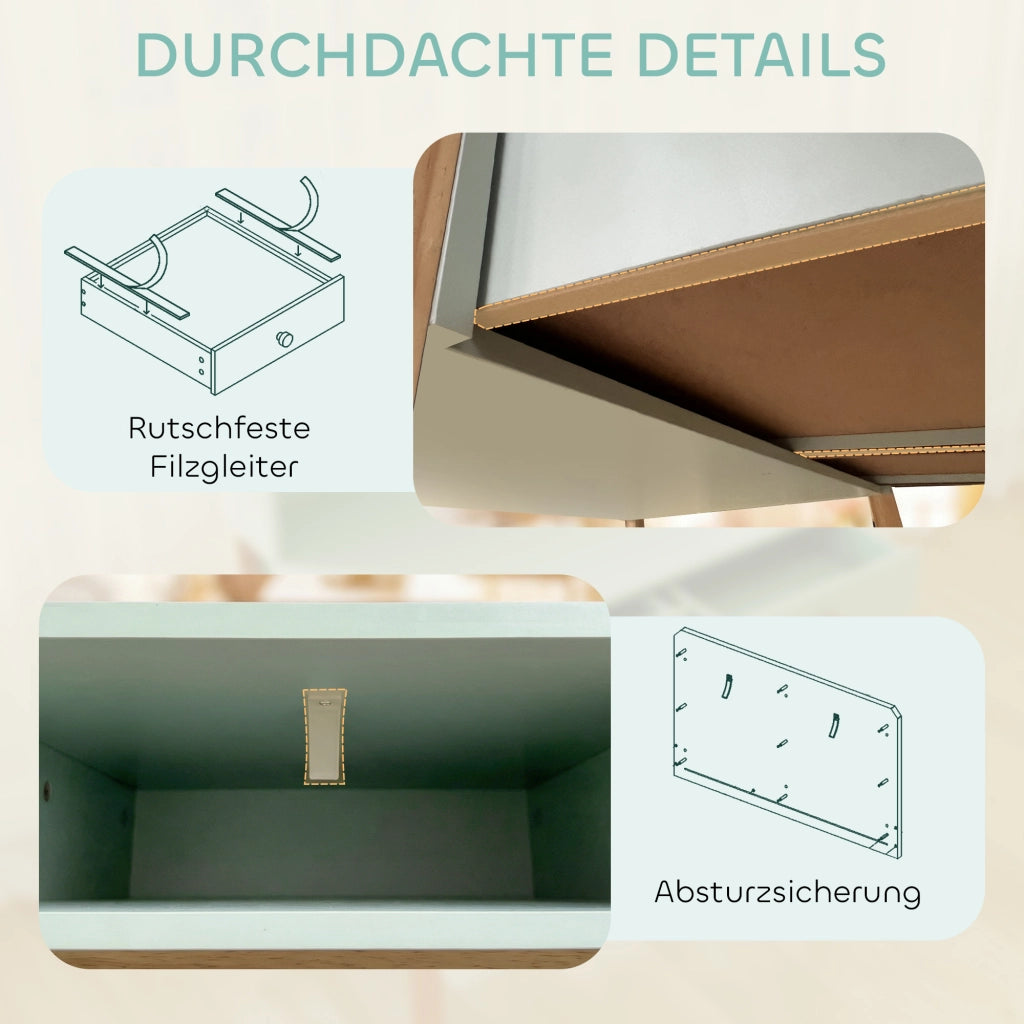 Scrivania per bambini con cassetti e scaffale ¨C Minimal ¨C Verde 90x52x105 cm