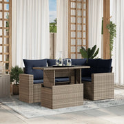 Set Divani da Giardino 5 pz con Cuscini Grigio in Polyrattan 3267251