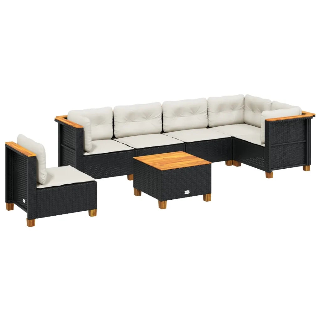 Set Divani da Giardino con Cuscini 7pz Nero Polyrattan 3261875