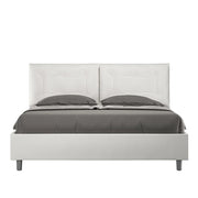 BS COM Letto matrimoniale con rete imbottito 160x190 similpelle bianco