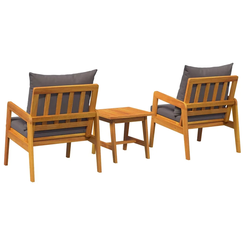 Set bistrot con cuscino 3 pcs Marrone Legno di Acacia Massello 4106460