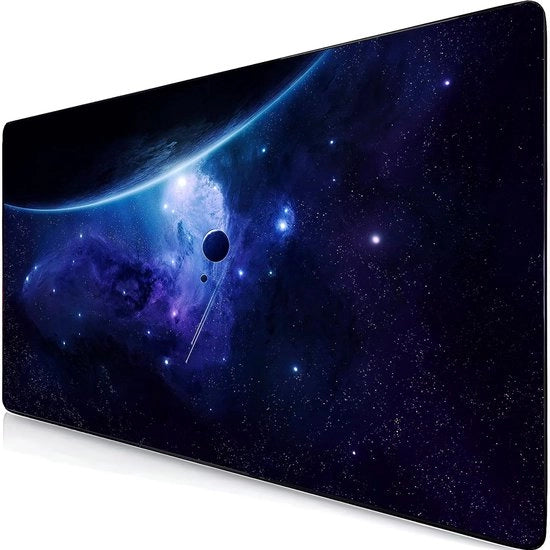 Gatto XXL, 800 x 400 mm, grande gatto da gioco con tema cosmo, sottopiano per scrivania, grande formato, superficie speciale, velocità di precisione migliorata, bordi senza frange
