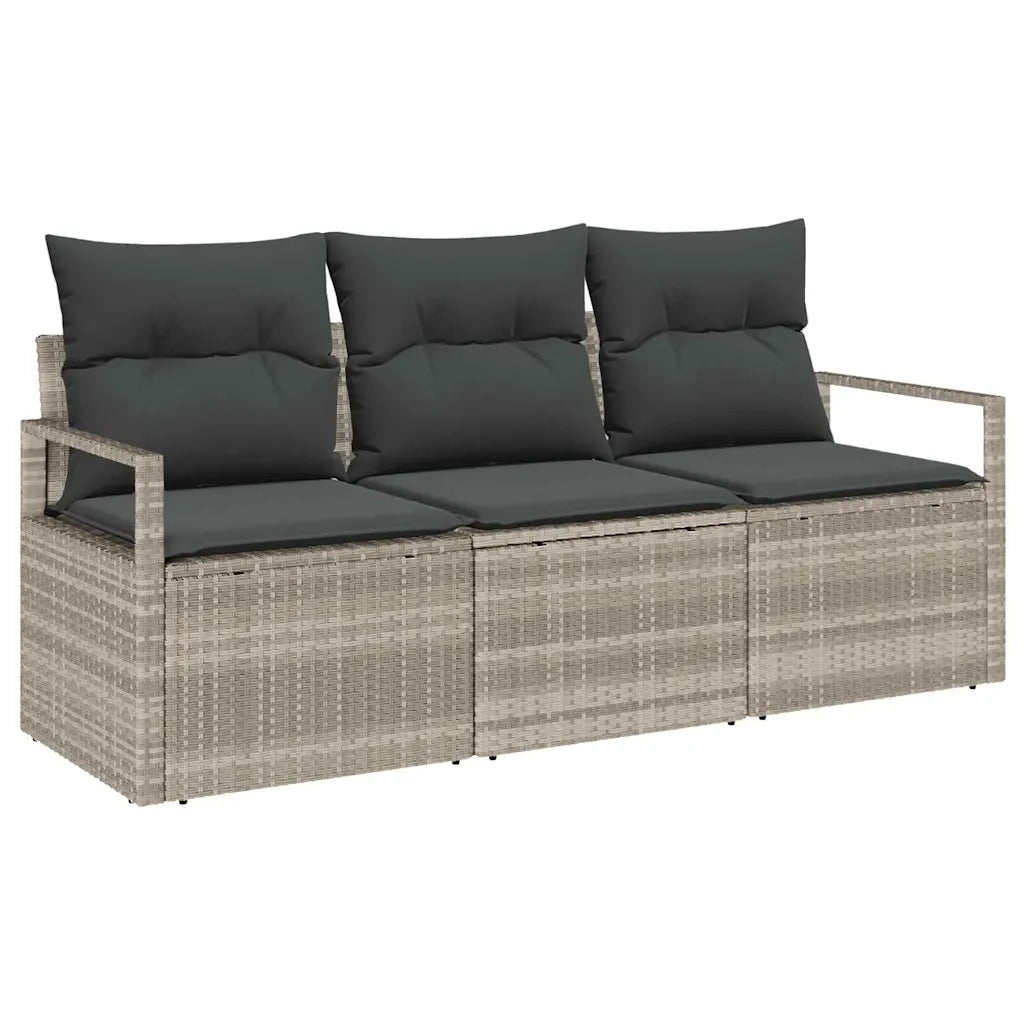 Set di divani 3 pcs Grigio chiaro polyrattan
