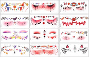 Tatuaggi per il viso 12pz - Adesivi make-up acqua-resistenti - Tatuaggi temporanei - Unisex per bambini e adulti - Decorazione per Halloween - 16x7cm