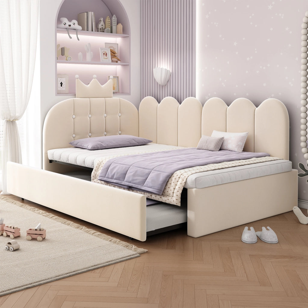 LETTO Divano con letto estraibile 90x200 cm velluto beige