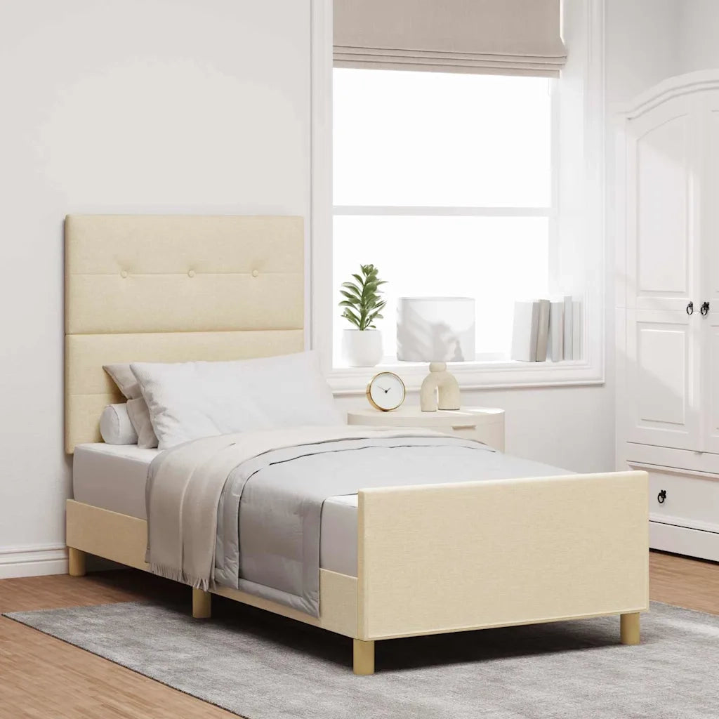Struttura del letto con testiera Crema 100 x 200 cm Tessuto