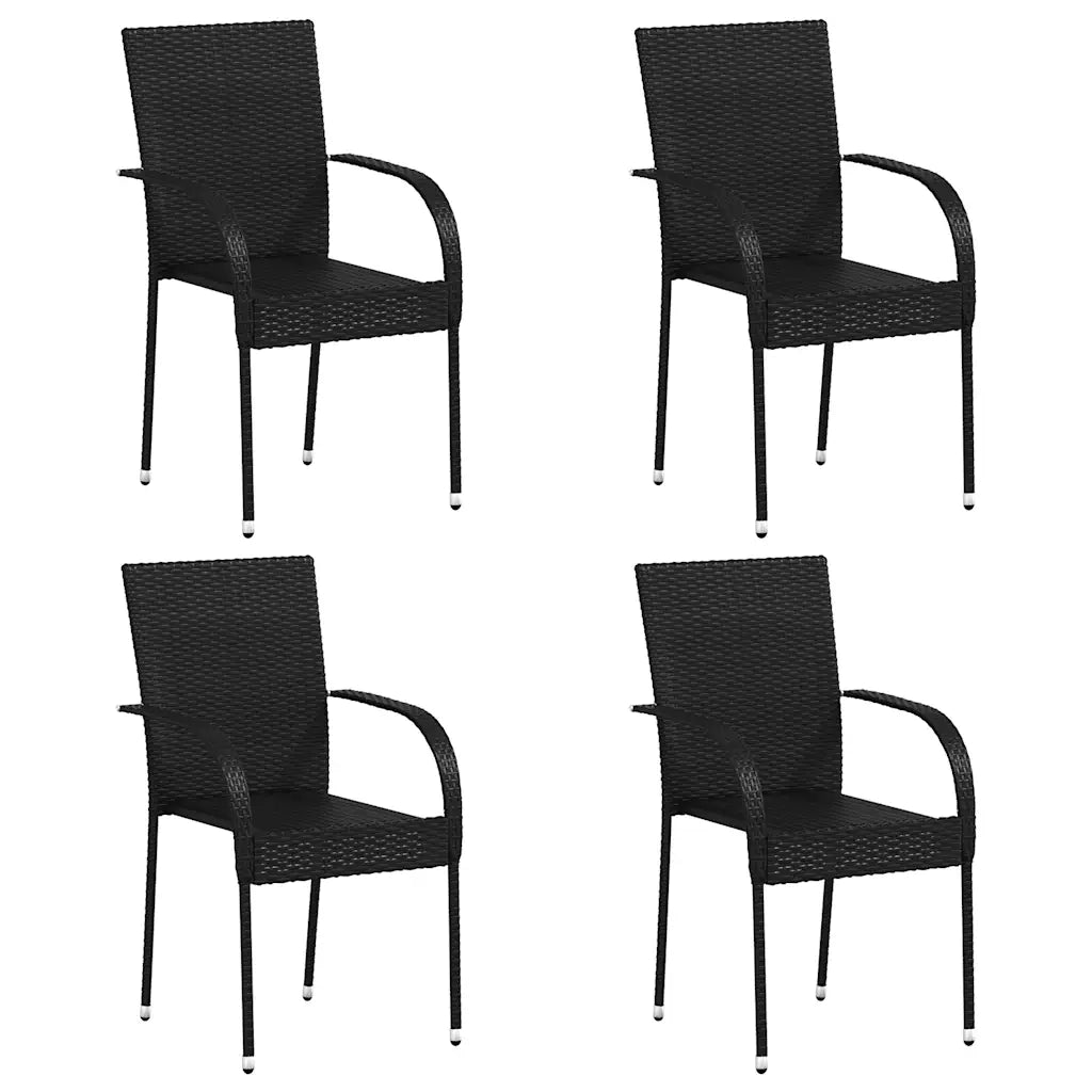 Sedie da Esterno Impilabili 4 pz in Polyrattan Nere 310084