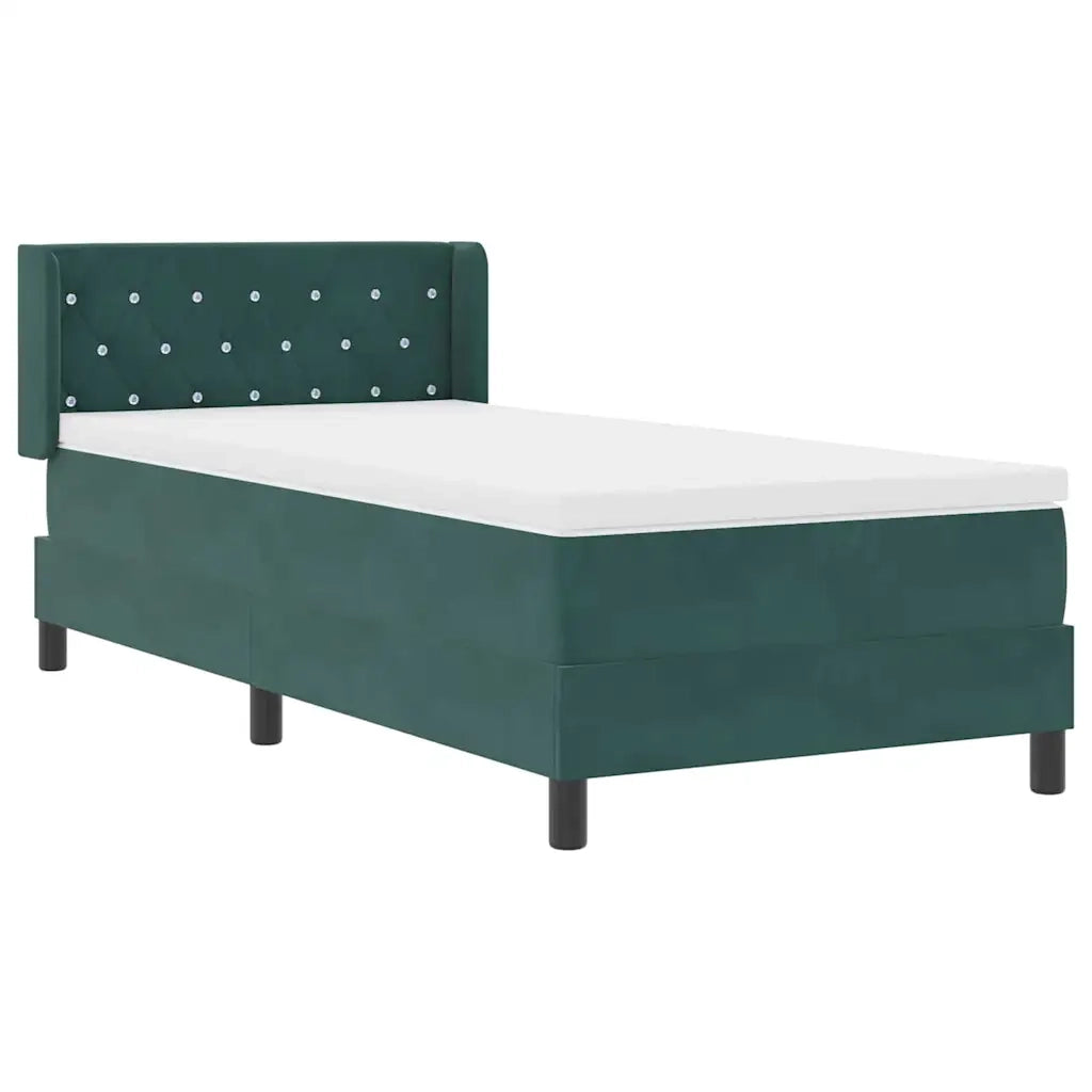 Letto a molle con materasso Verde Scuro 200 x 90 cm Poliestere