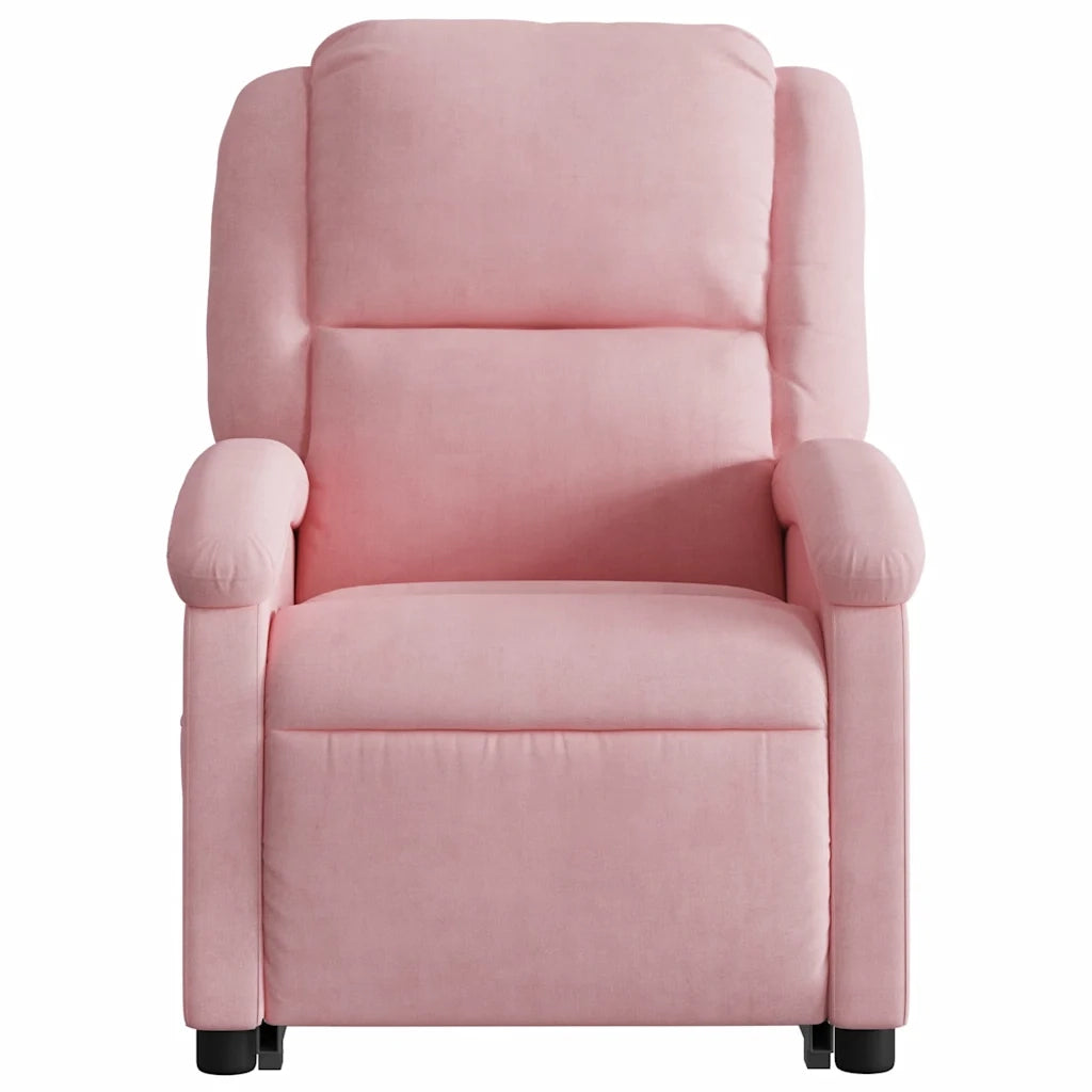 Poltrona Alzapersona Reclinabile Rosa in Velluto 3204304