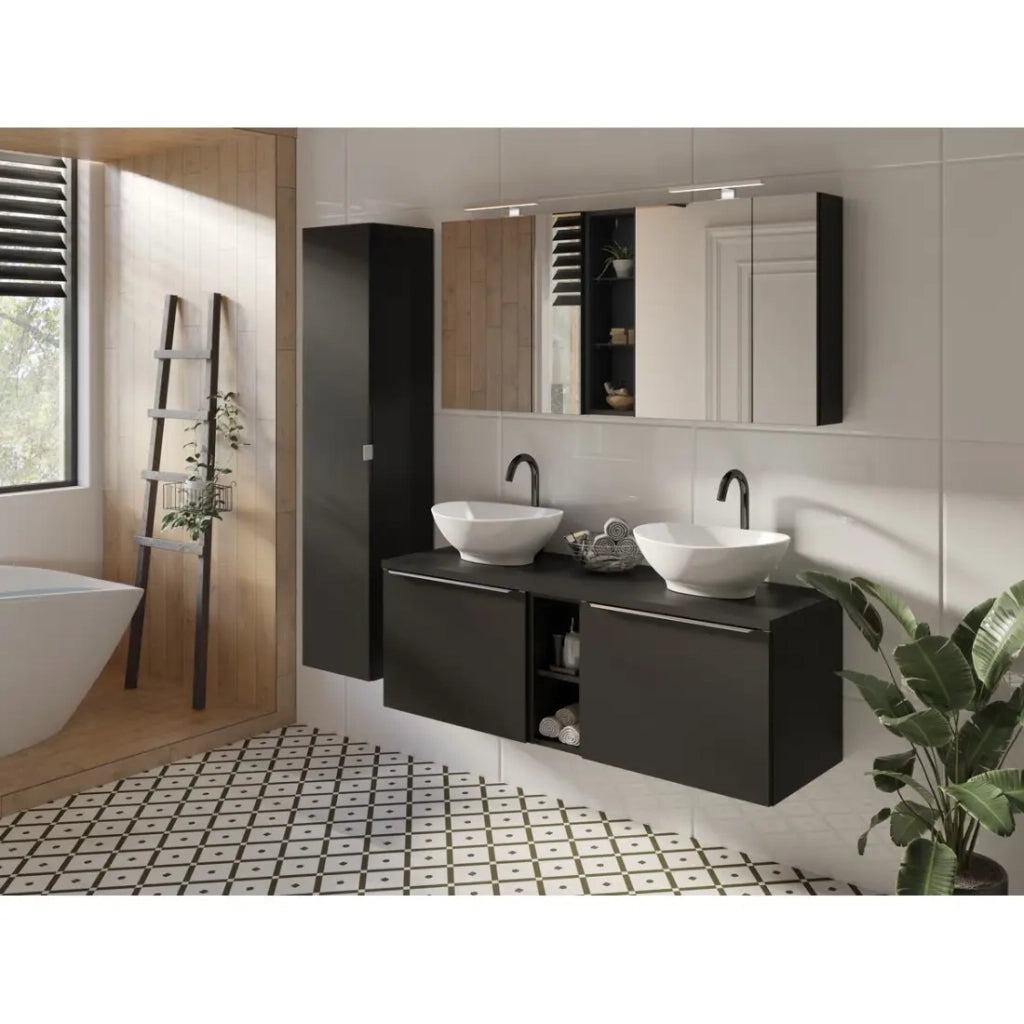 Mobile da bagno VANTA nero - Modulo sospeso per il bagno