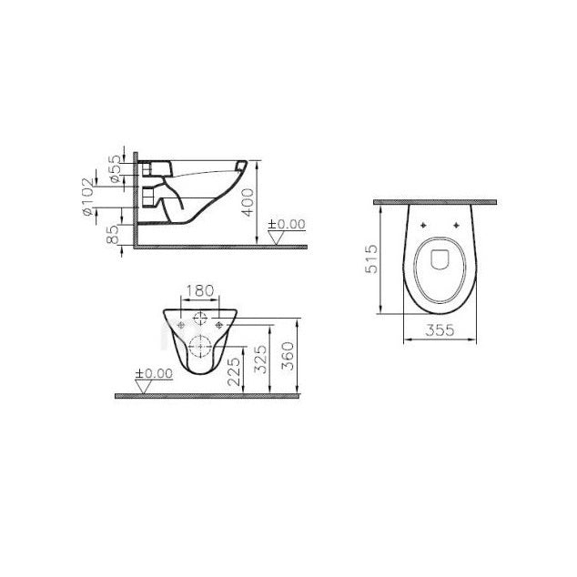 VASO WC NORMUS IN CERAMICA BIANCA A PARETE SOSPES.