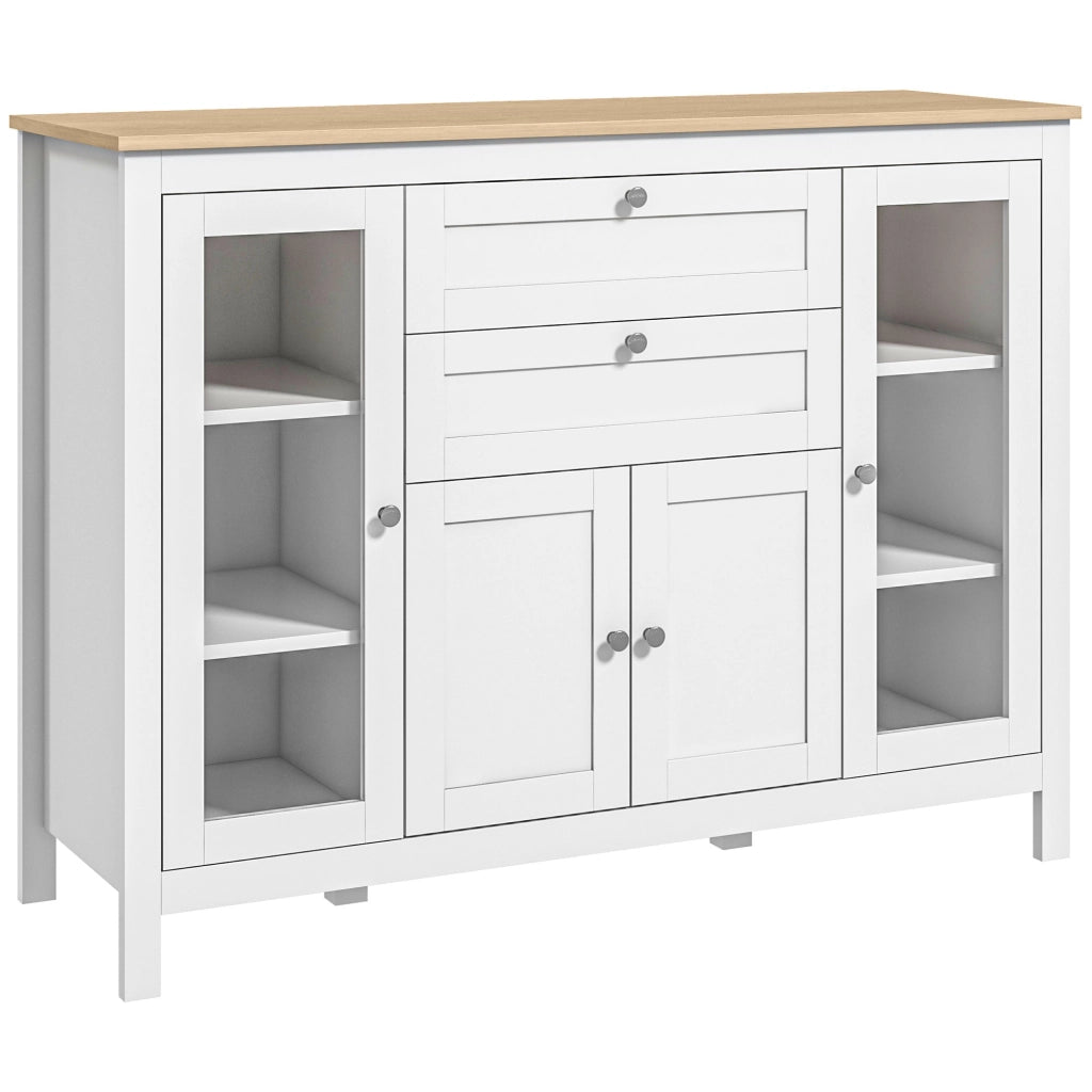 Mobile buffet con ante in vetro e cassetti ¨C Xylo ¨C bianco 120x40x90cm