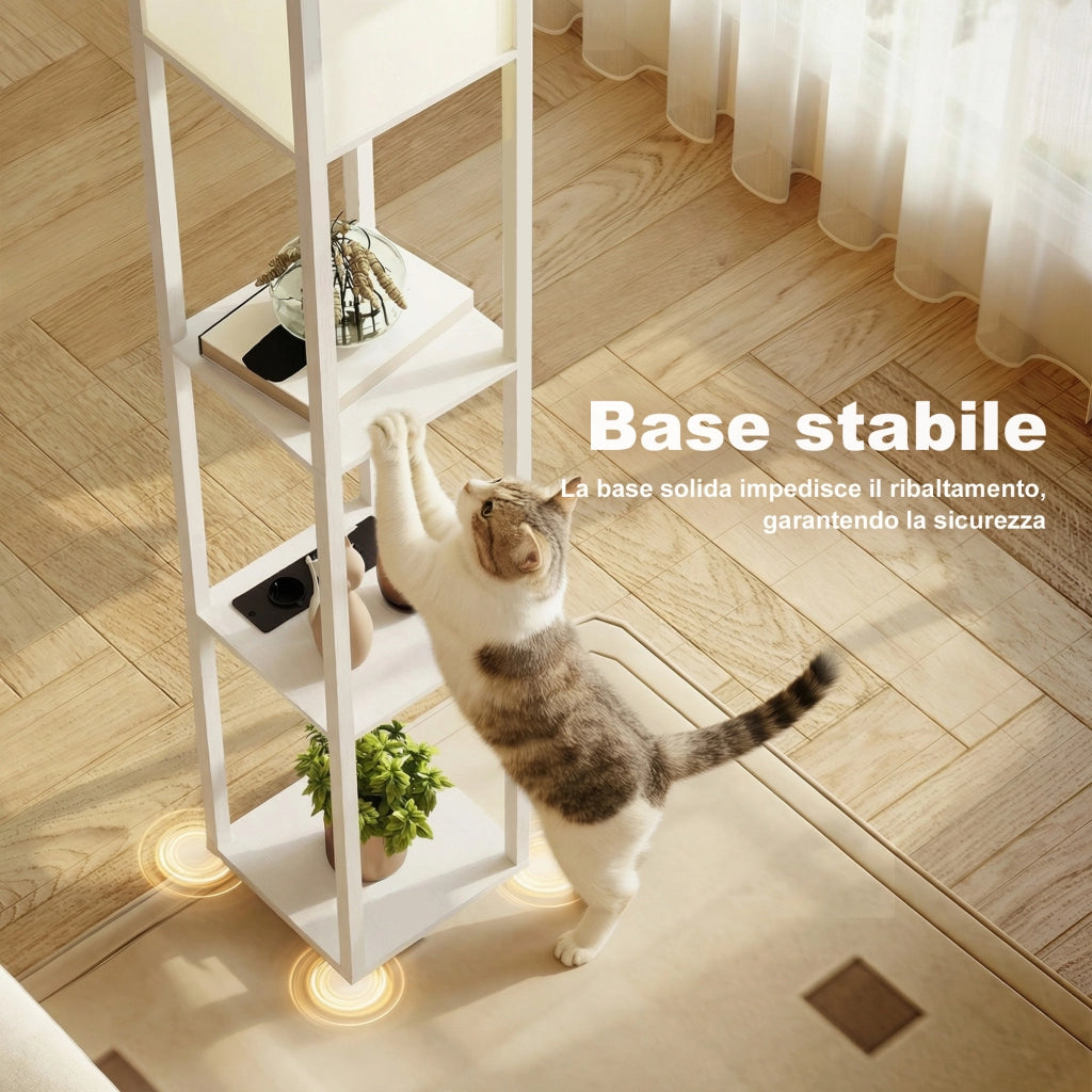 Lampada da Terra con Ripiani e Porte USB ¨C Minimal ¨C Bianco