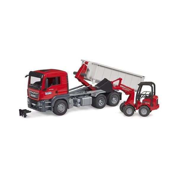Mezzo cantiere bruder 03767 man camion tgs con container e ruspa schae