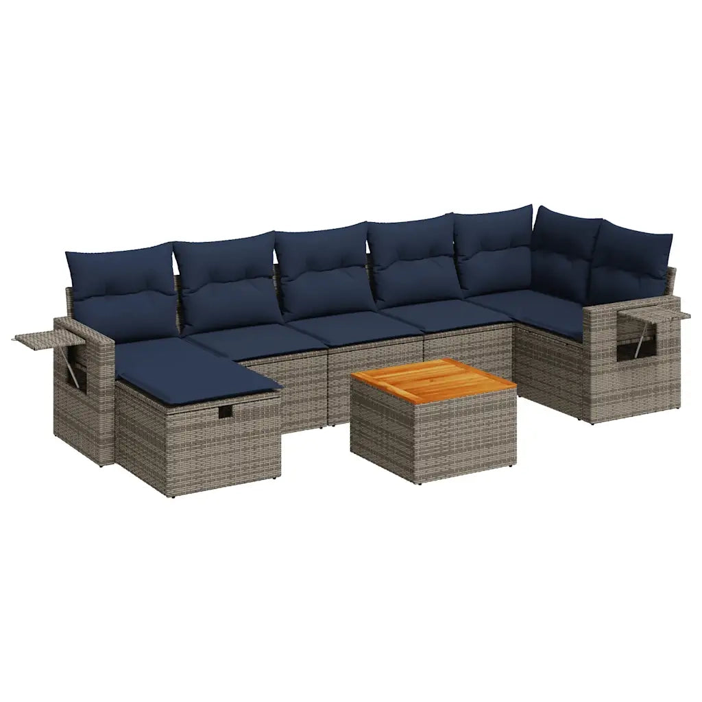 Set Divano da Giardino 8 pz con Cuscini Grigio in Polyrattan 3325827