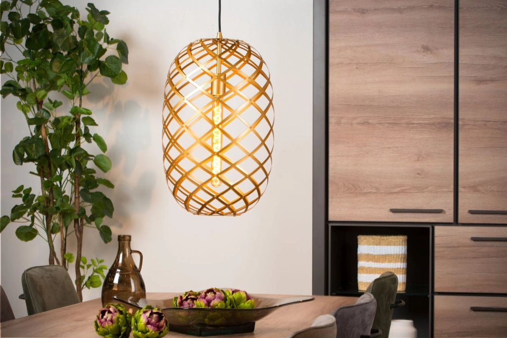 Lampada a sospensione Lucide Wolfram Ø32 ottone E27