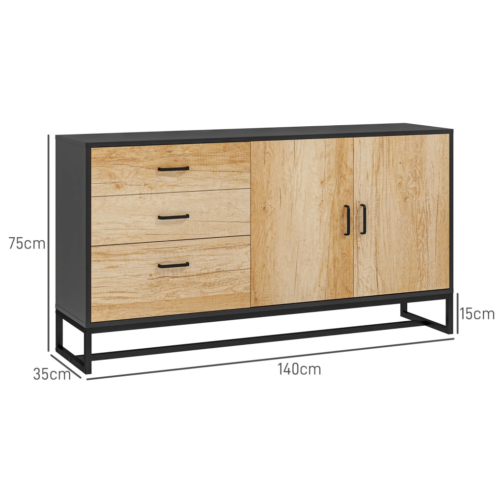 Buffet con 3 cassetti e ripiano regolabile ¨C Minimal ¨C acciaio, alluminio