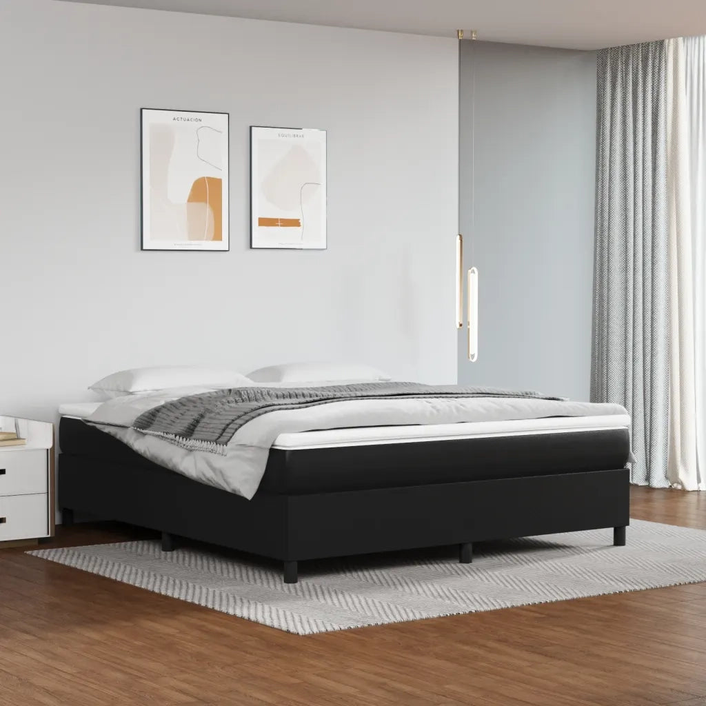 Struttura Letto a Rete a Molle Nero 160x200 cm in Similpelle