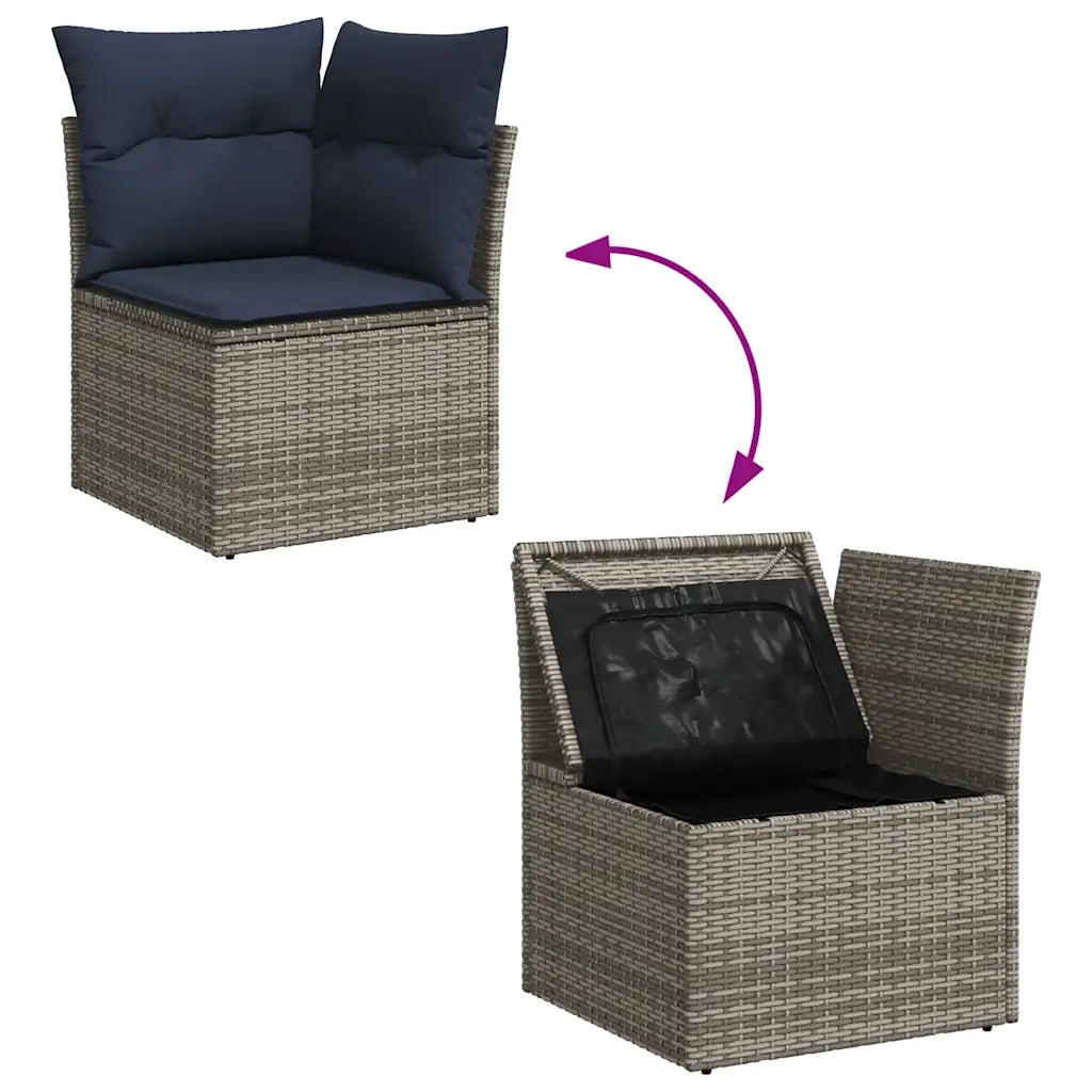 Set Divani da Giardino 7 pz con Cuscini Grigio in Polyrattan 3325876
