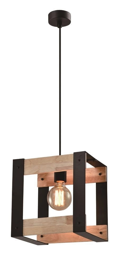 Lampada a sospensione Candellux Varna legno nero E27