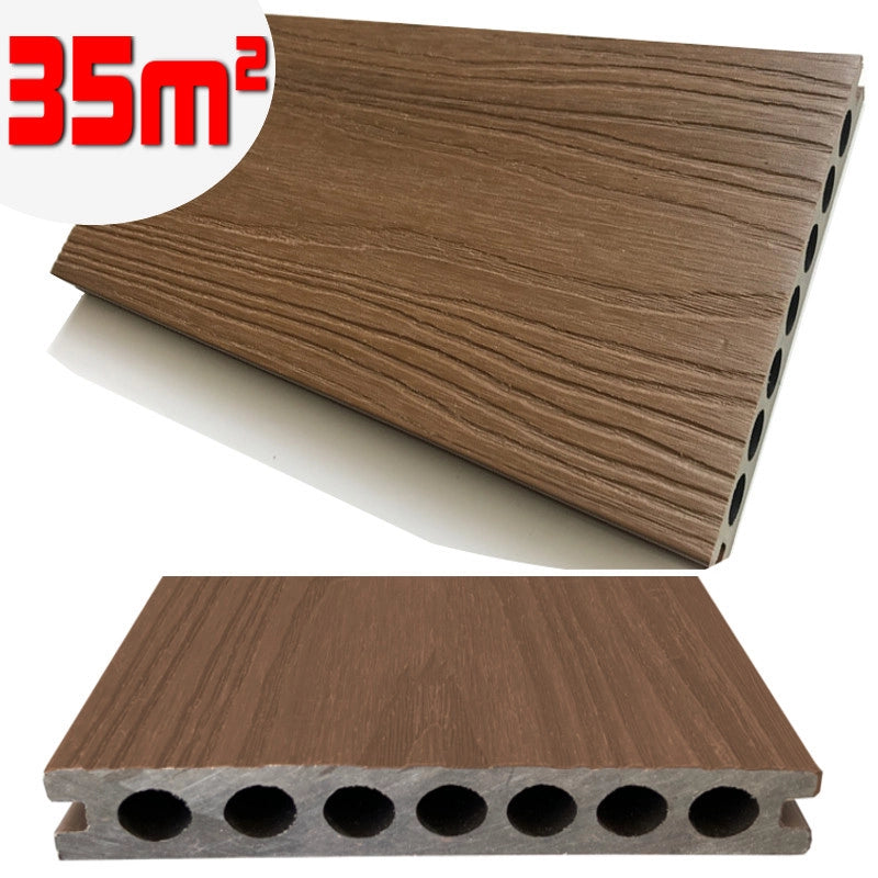 Listone WPC 3D SUPRAM HD 35m² co-estruso per pavimentazione decking colore Teak effetto legno 138x2200mm spessore 22mm
