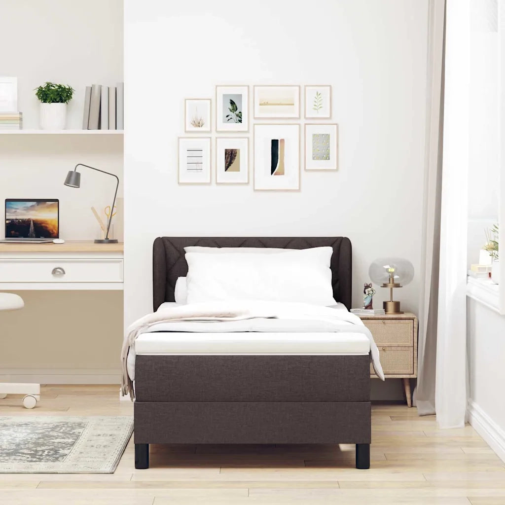 Letto a molle con materasso Marrone Scuro 100 x 200 cm Tessuto 3340076