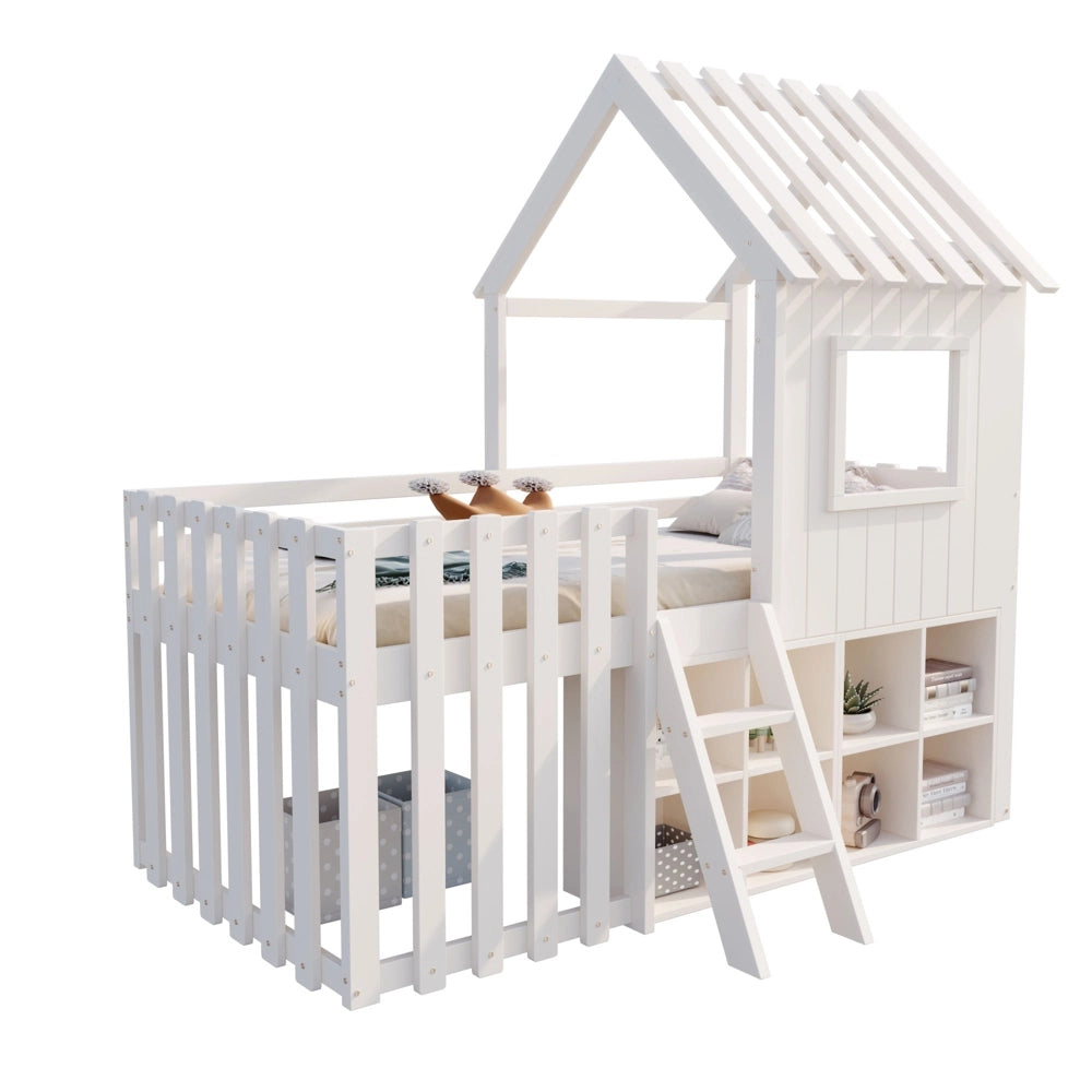 Letto casa bambini - Xylo - 90x200 cm legno bianco