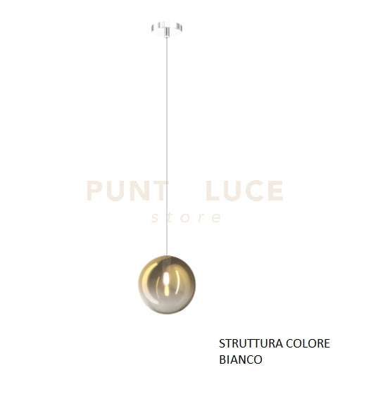 SOSPENSIONE BIANCO 1 LUCE VETRO ORO 1184BI-S1-OR