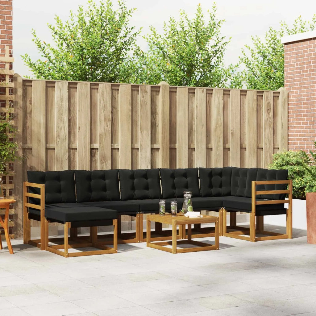 Set di divani da esterno con cuscino 8 pcs Naturale e Nero 3368895