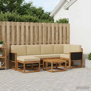 Set di divani da esterno con cuscino 7 pcs Naturale e Beige 3385364