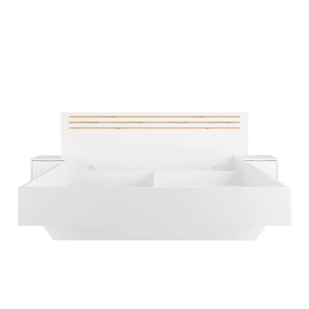 Letto FLORENCE – 180x200 cm – Bianco – Con due comodini – Rete e cassetti non inclusi
