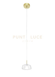 X-RAY LAMPADARIO A SOSPENSIONE 1 LUCE VETRO BOROSILICATO TRASPARENTE D.20CM ATTACCO G9  ROSONE ORO SPAZZOLATO