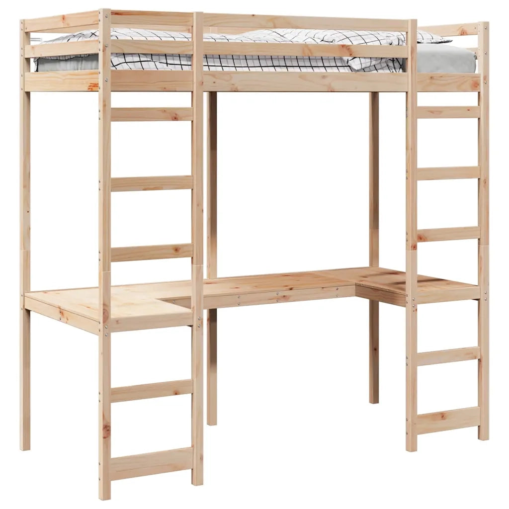 Struttura per letto soppalco Naturale 75 x 190 cm Pino massello 3414556