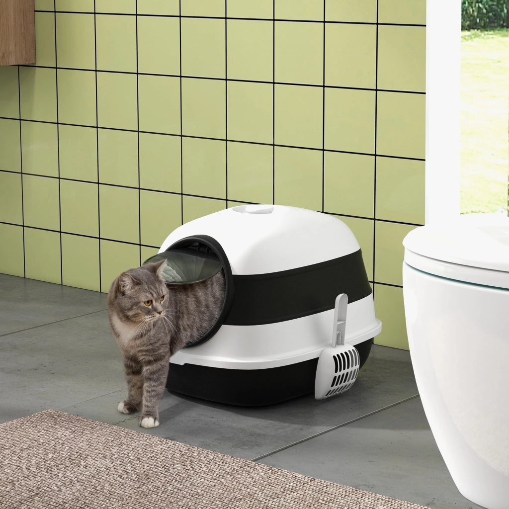 Lettiera per Gatti Chiusa ¨C Minimal ¨C 52x41x38 cm Bianca e Nera