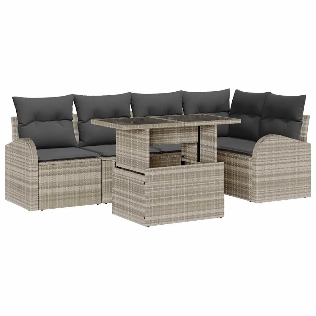 Set Divano da Giardino 6 pcs Grigio chiaro polyrattan 3348648