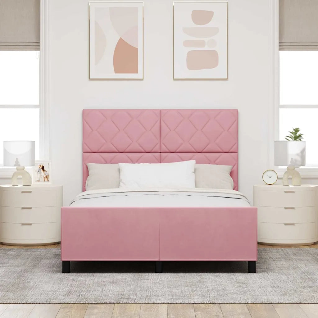 Letto a molle con testiera Rosa 160 x 200 cm Velluto