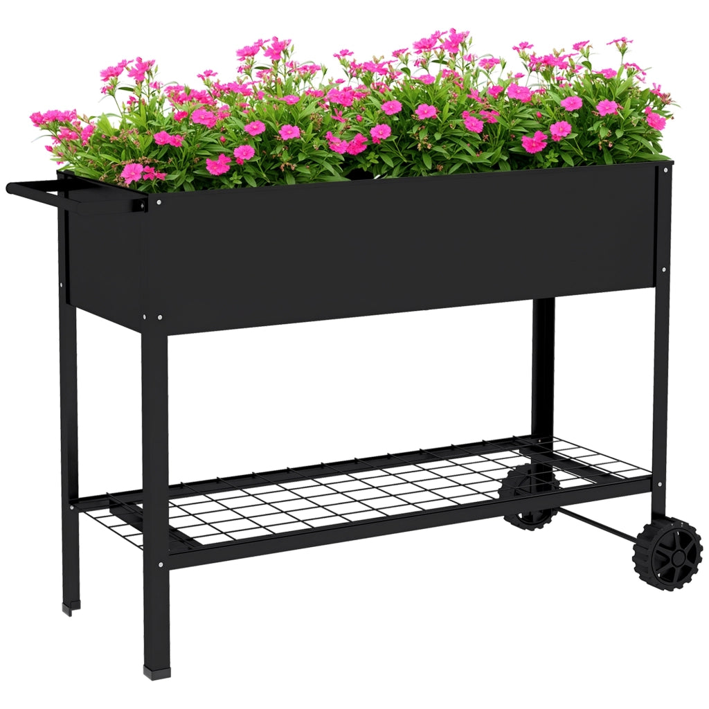 Fioriera con Ruote ¨C Minimal ¨C Nero Metallo 109x39x80 cm