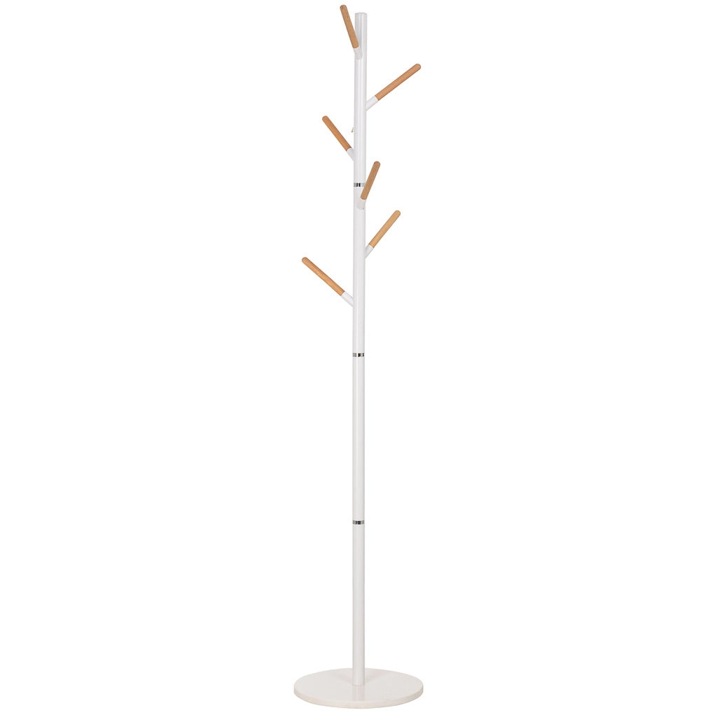 Perchero de metal y madera blanco 175h cm