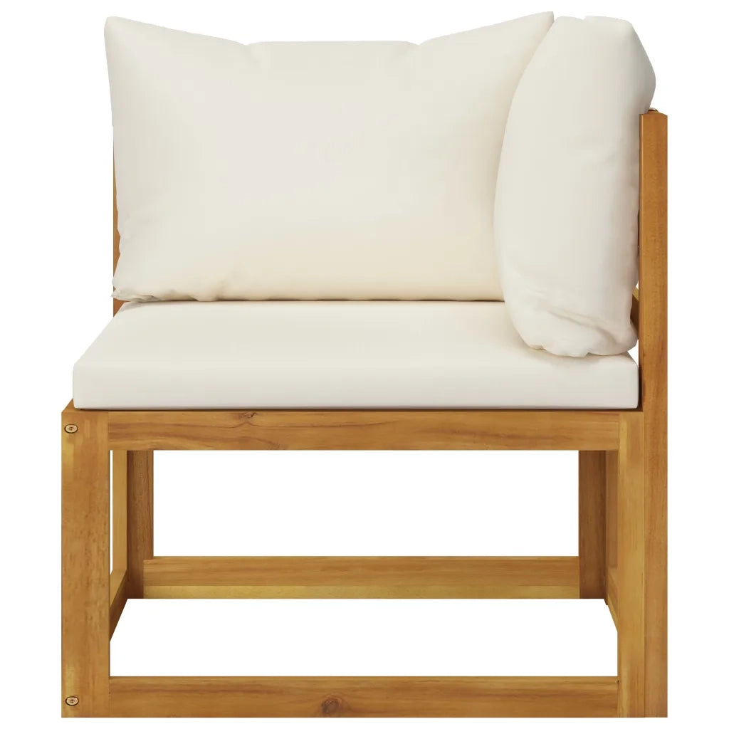 Set Divani da Giardino 7 pz con Cuscini Crema in Legno Acacia
