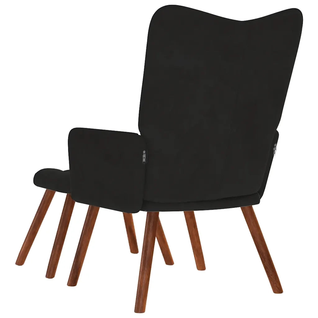 Poltrona Relax | Sedia Relax con Sgabello in Velluto Nero