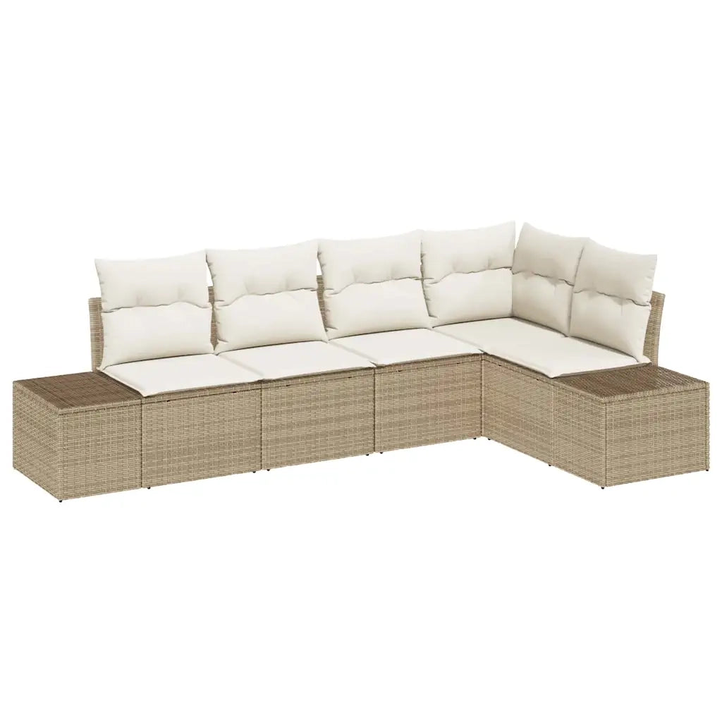 Set Divano da Giardino 5 pcs Beige e Crema polyrattan 3355730