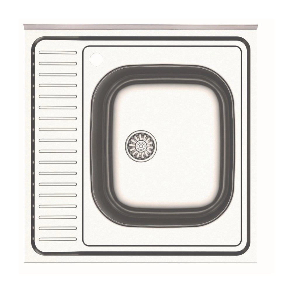 Lavello cucina quadrato da appoggio 60x60x15H una vasca inox SA24
