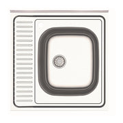 Lavello cucina quadrato da appoggio 60x60x15H una vasca inox SA24