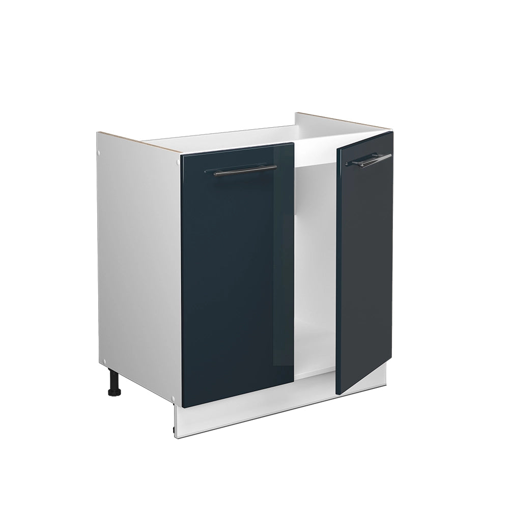 Mobile lavello cucina Fame-Line Blu scuro lucido/Bianco 80 cm, PL Antracite Vicco