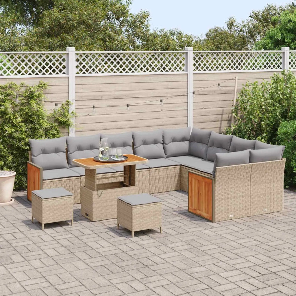 Set Divano da Giardino con cuscino 12 pcs Beige e Grigio Chiaro 3363217
