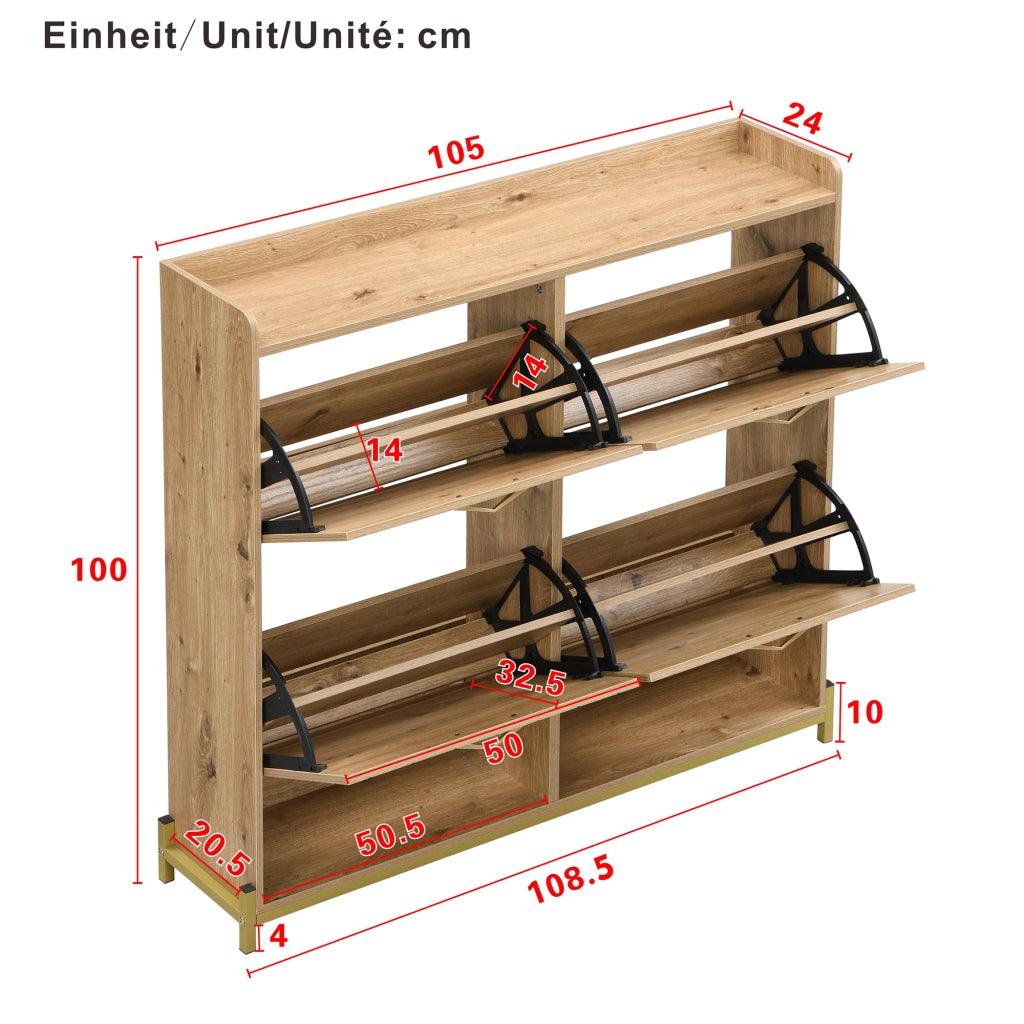 Scarpiera moderna in effetto legno - Zephmum - 4 ante - Compatta e robusta