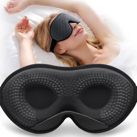Slaapmasker 3D ademend, lichtblokkerend e confortevole, con supporto per la testa e orecchie, inclusa tasca di stoccaggio e paio di cuffie per il sonno
