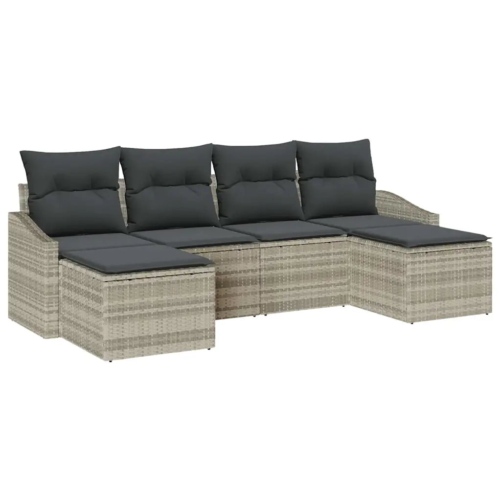 Set di divani con cuscino 6 pcs Grigio chiaro polyrattan 3346832
