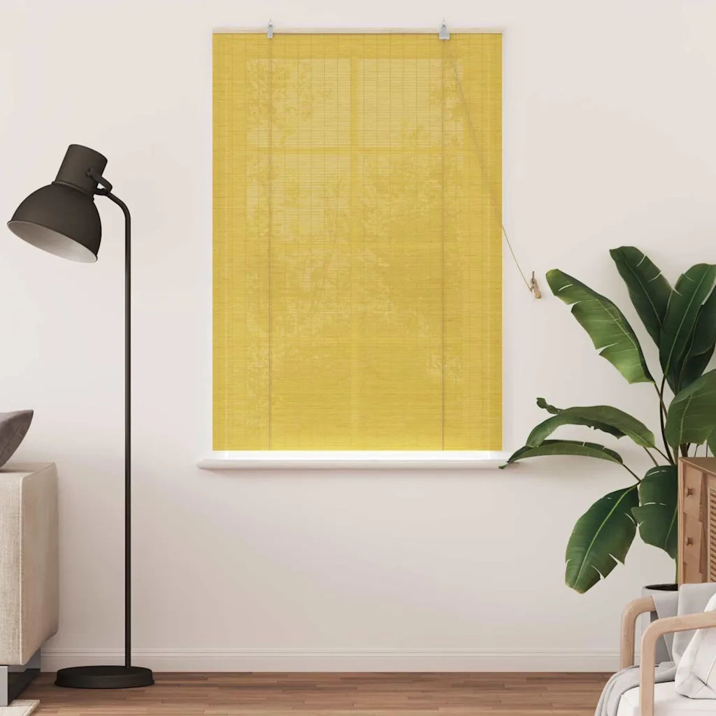 Tenda a rullo con tende-Tenda avvolgibile Giallo 100 x 160 cm Bamb¨´